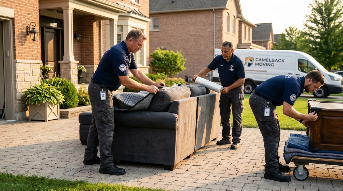 Large estate moving crew wrapping furniture in Lanai City, HI