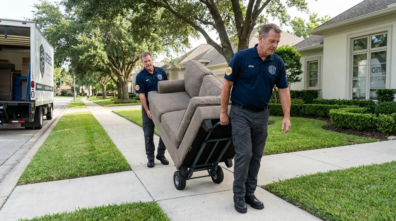 Local residential moving crew loading furniture in Lanai City, HI